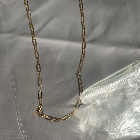 Girly 18k Gold Dipped Small Link Necklace Long Chain Dainty - Picture 4 of 5